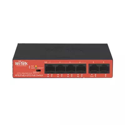 Wi-Tek WI-PS205 V2, 6 portos POE switch, 4 POE + 2 Uplink
