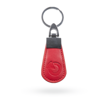 JABLOTRON PC-14-RE, kulcskarikára fűzhető prox. azon. címke bőr tokban (piros)