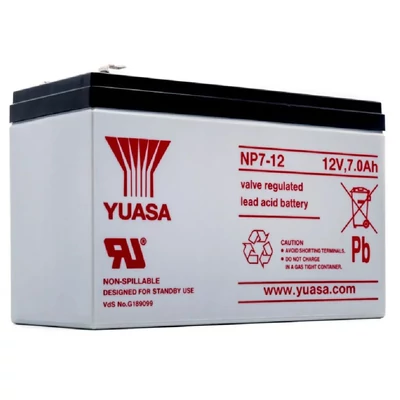 Yuasa NP7-12, 12V 7Ah, zárt, gondozásmentes prémium akkumulátor (VRLA)